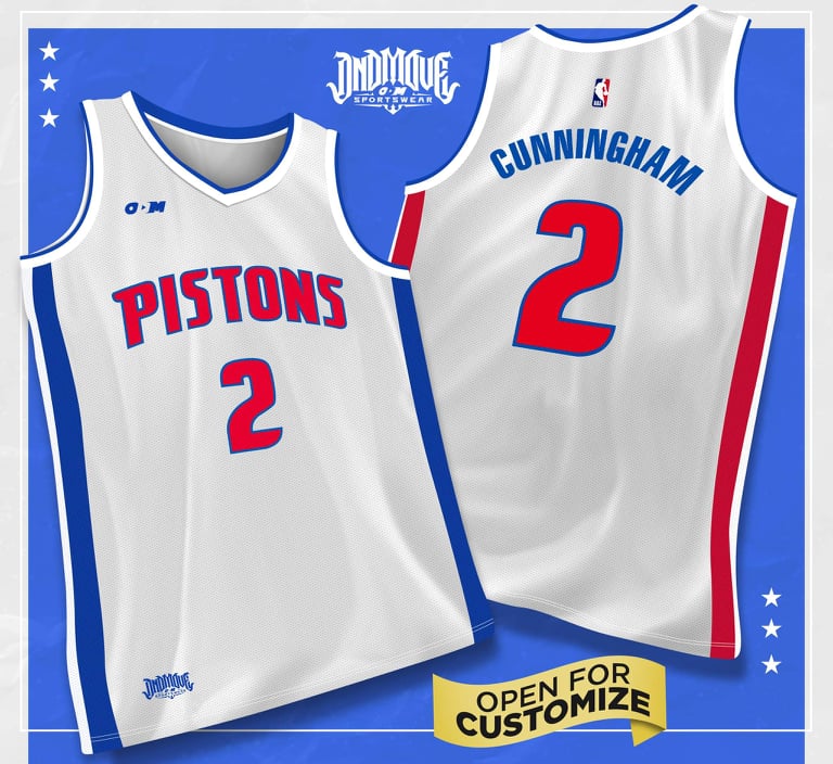 #1 Pick CADE CUNNINGHAM Pistons Classic White Jersey