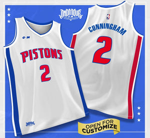 #1 Pick CADE CUNNINGHAM Pistons Classic White Jersey