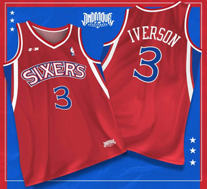 ALLEN IVERSON SIXERS Red Retro Jersey