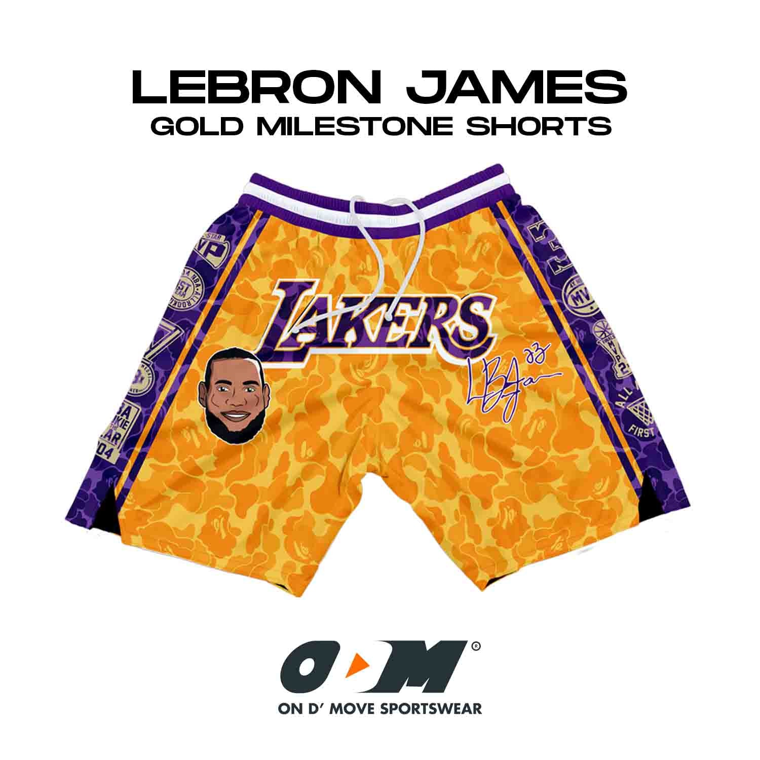 LeBron James Gold Milestone Retro Shorts