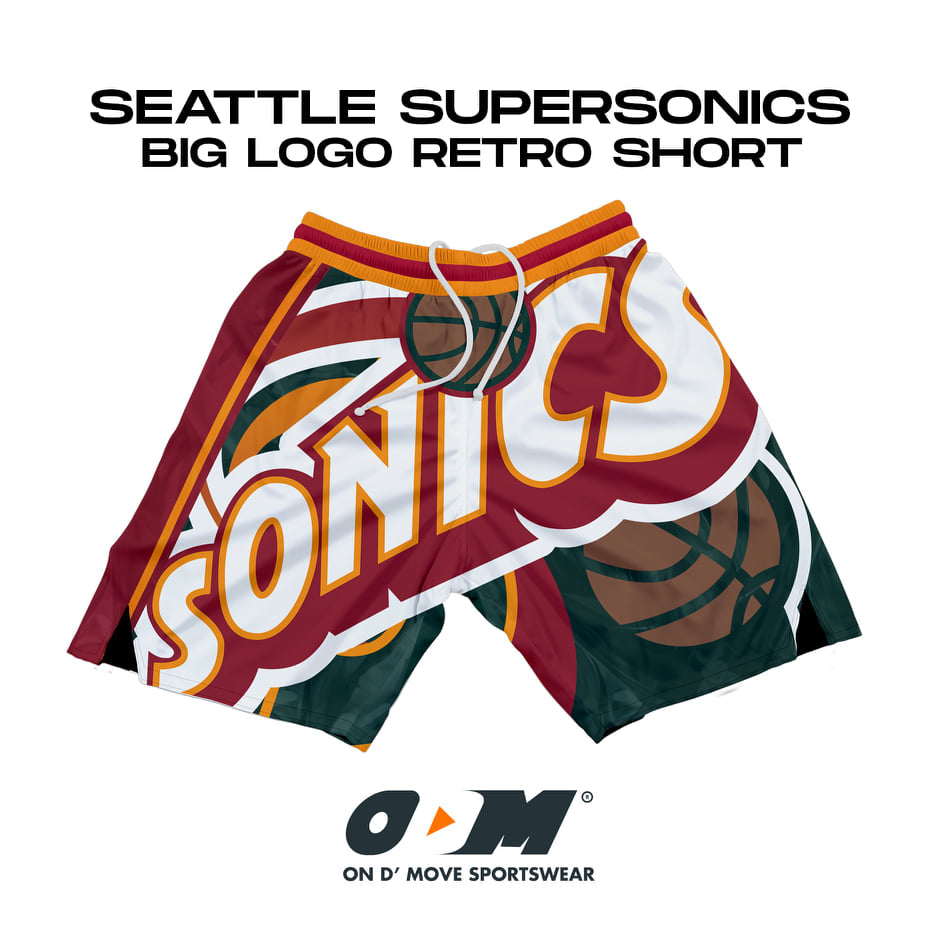 SEATTLE SUPERSONICS BIG LOGO RETRO SHORT