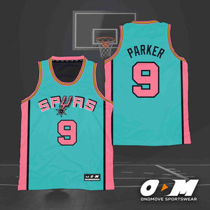 Tony Parker #9 Spurs Retro Fiesta Light Jersey