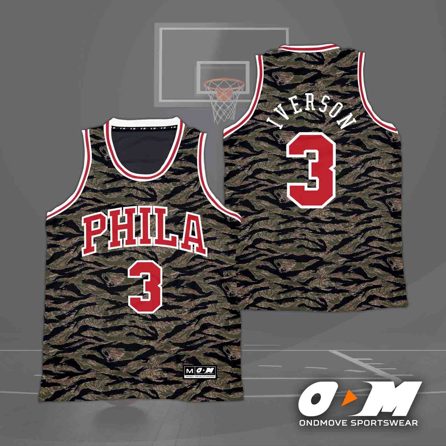 Allen Iverson SIXERS Tiger Camou Jersey